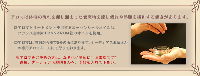 �A���}�͑̉t�̗���𑣂����܂����V�p���𗬂����╂����ɘa���铭��������܂��B���̂́A�o�������A���i��������Ƃ���\�t�g���̂ɂȂ�܂��B���g���[�g�����g�͂��낰�܂��悤���q�l�̂������ɂĂ�1�l�l�����Ԃɍs���܂�(�����̏ꍇ)���A���}�g���[�g�����g�Ɏg�p����G�b�Z���V�����I�C���́A�t�����X�M����PRANAROM�Ђ̃I�C�����g�p�B�����h�����\���ɍ��킹�ăA���}�g���[�g�����g�E  ���̂����\�񉺂����܂��B